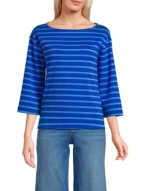 Like New Lands' End Blue and Light Blue Striped Knit Top